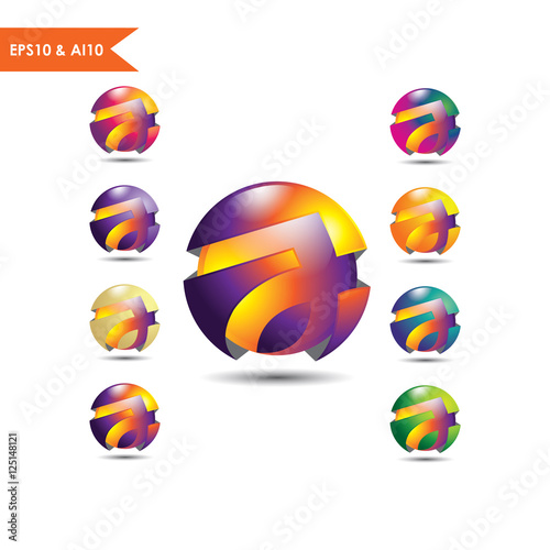 3D Sphere Logo Letter a / j