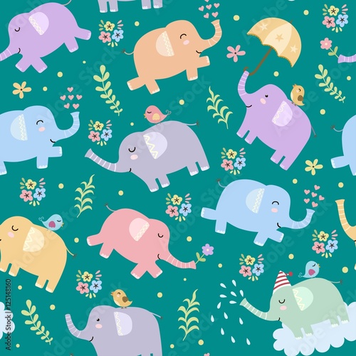 Elephants seamless pattern