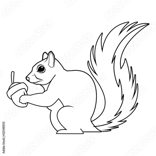 Squirrel icon. Animal life nature and fauna theme. Isolated black and white design. Vector illustration