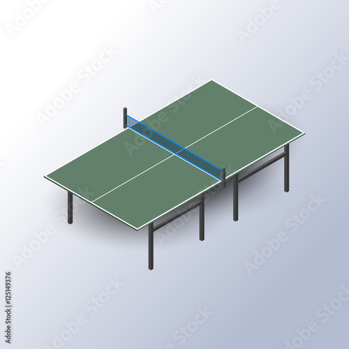 Ping pong table is an isometric, vector illustration.
