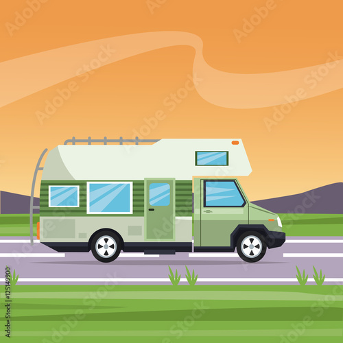 Campervan icon. Vehicle transportation travel and trip theme. Colorful design. Vector illustration