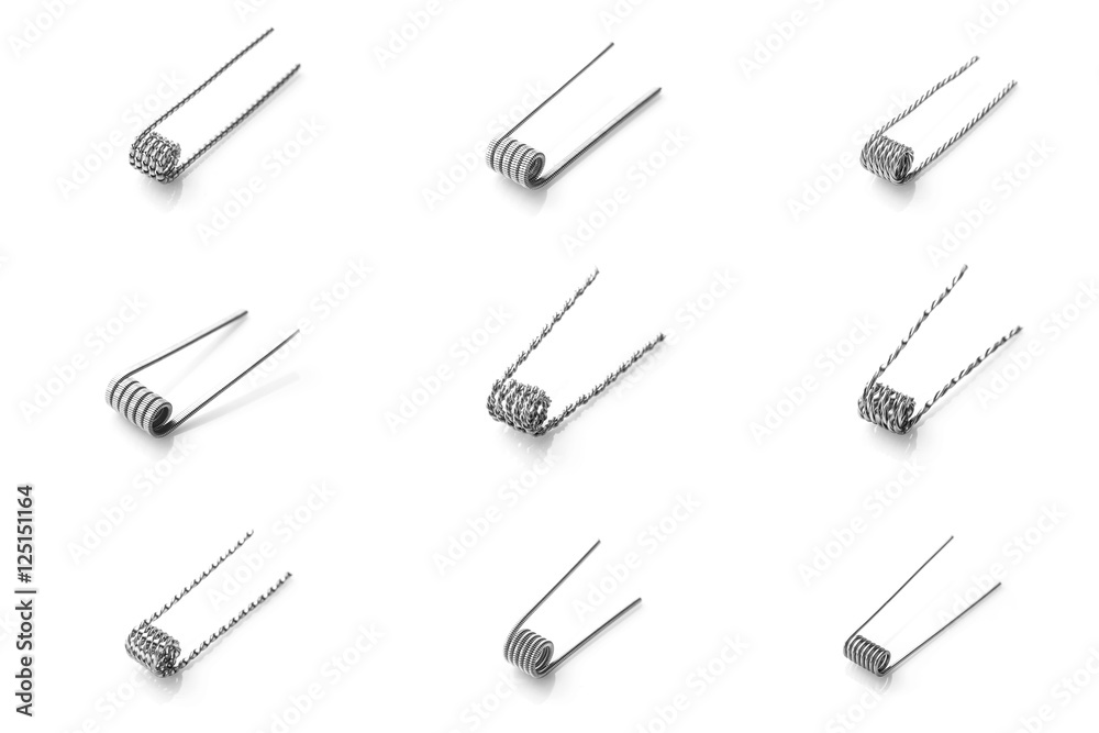 Mix coil for vaping on a white background