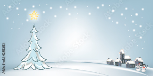 Schneemann mit verschneitem Dorf, Weihnachtstraum3.0