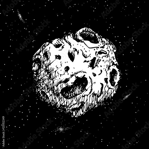 Asteroid flying in cosmos