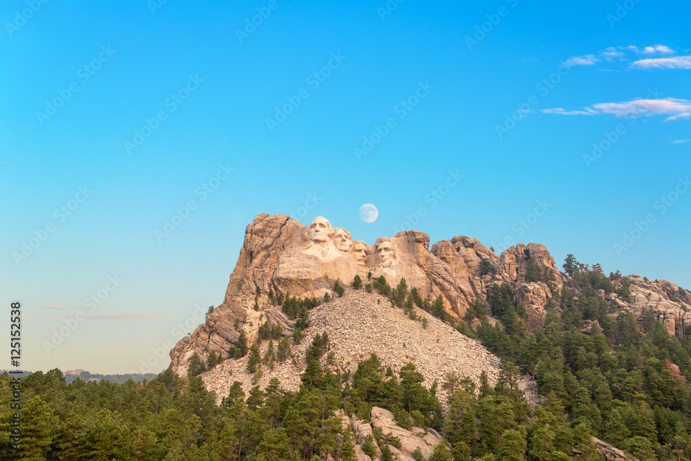 Mount Rushmore and Moon