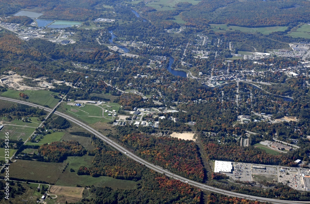 aerial view of   Bracebridge, Ontario Canada 