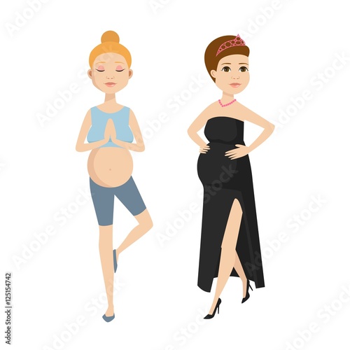 Young pregnant woman character vector