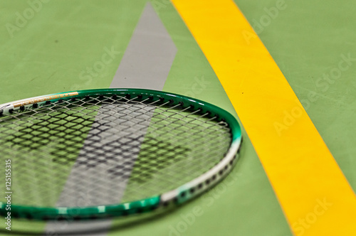 Badminton shuttlecock with racquet © tadeas