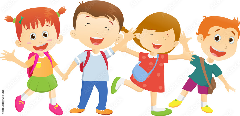 Children go to school with a backpack Children go to school with a backpack