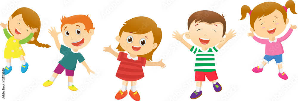 Fototapeta premium Group of happy kids cartoon