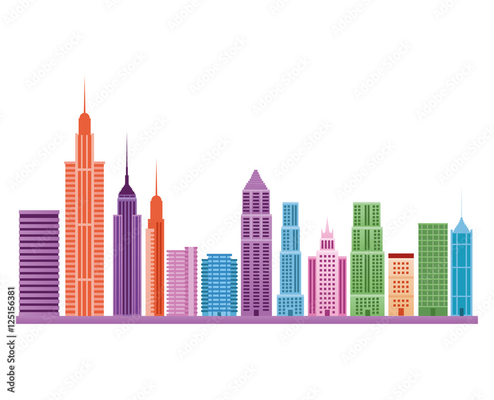 Buildings icon. Big city architecture and urban theme. Colorful design. Vector illustration