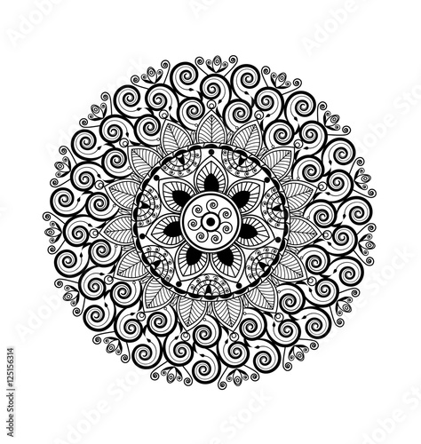 Black and white mandala vector for coloring book, mandala in bianco e nero vettoriale da colorare