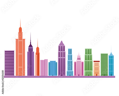 Buildings icon. Big city architecture and urban theme. Colorful design. Vector illustration