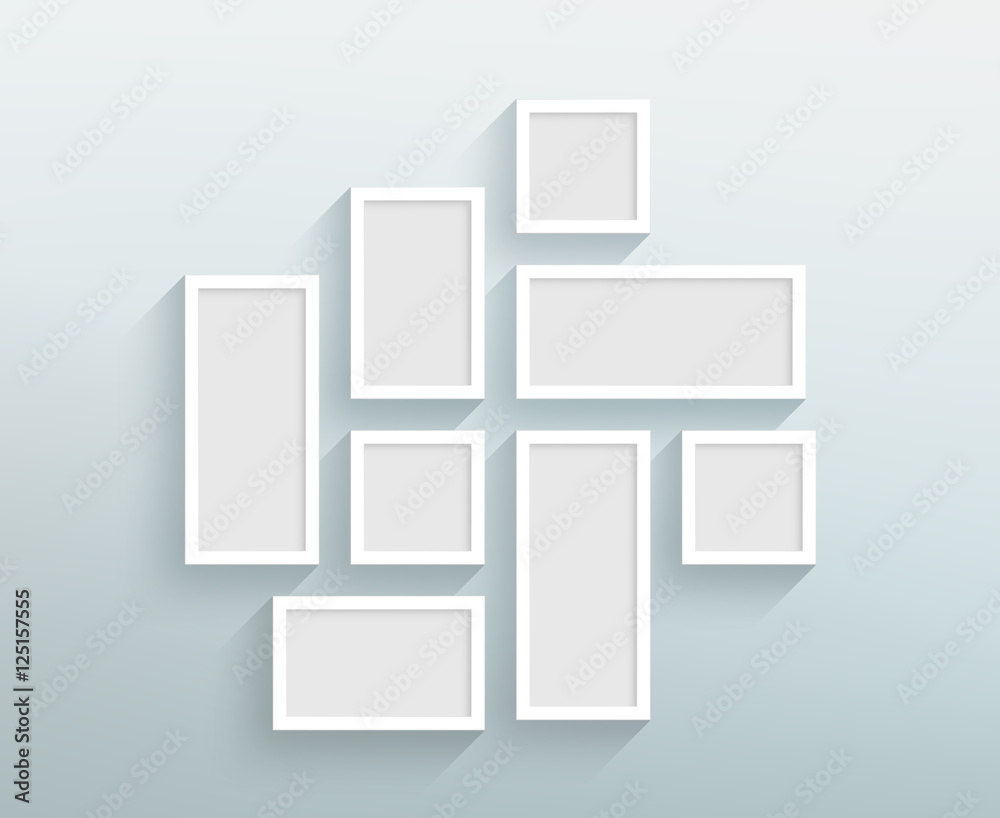 Vector Blank White Frames On A Wall Design