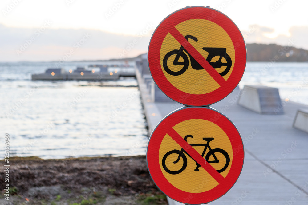 No moped and bikes allowed on the pier in Gothenburg Sweden