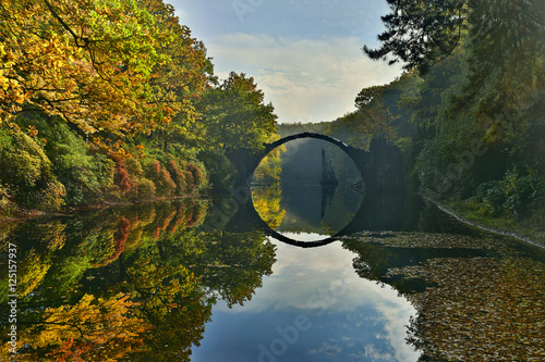 Amazing place in Germany - Rakotzbrucke also known as Devils Bridge in Kromlau.