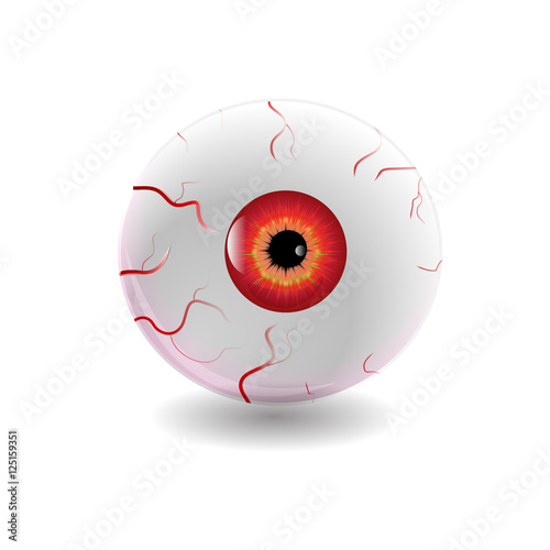Halloween Human Eye, Eyeball with Veins Icon Symbol Design. Vector illustration isolated on white background