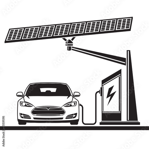 car, solar cell ,electric filling station
