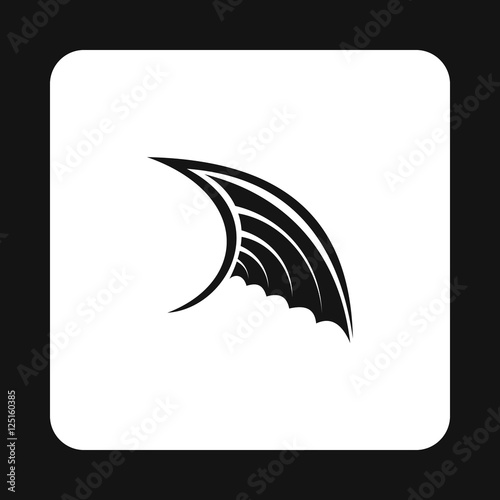 Black wing icon in simple style isolated on white background. Flying symbol