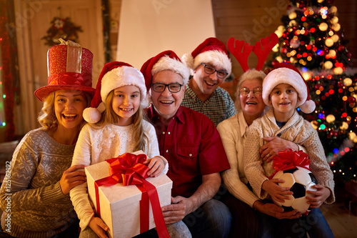 happy family with Christmas gifts. photo