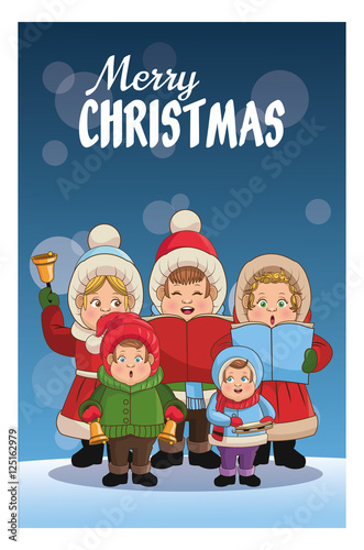 Singing cartoon icon. Christmas season card decoration and celebration theme. Colorful design. Vector illustration