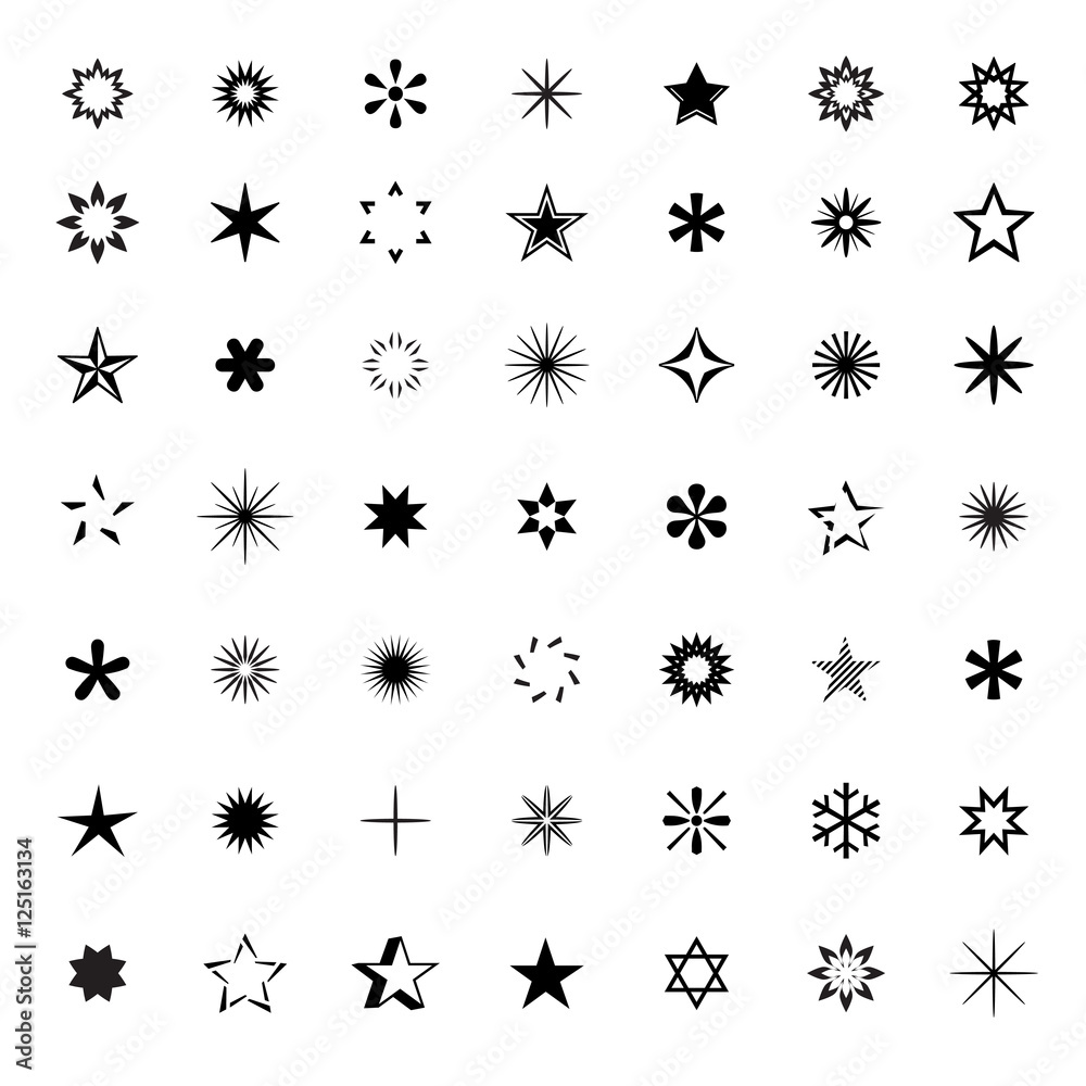 Set of Black Stars. Vector Illustration. Set of Black Stars. Vector Illustration.