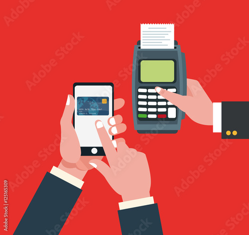 Smartphone dataphone and credit card icon. shopping payment money commerce theme. Colorful design. Vector illustration