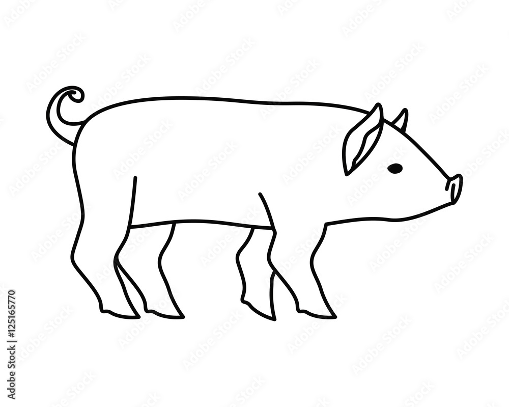 Pork icon. Animal life nature and fauna theme. Isolated design. Vector illustration