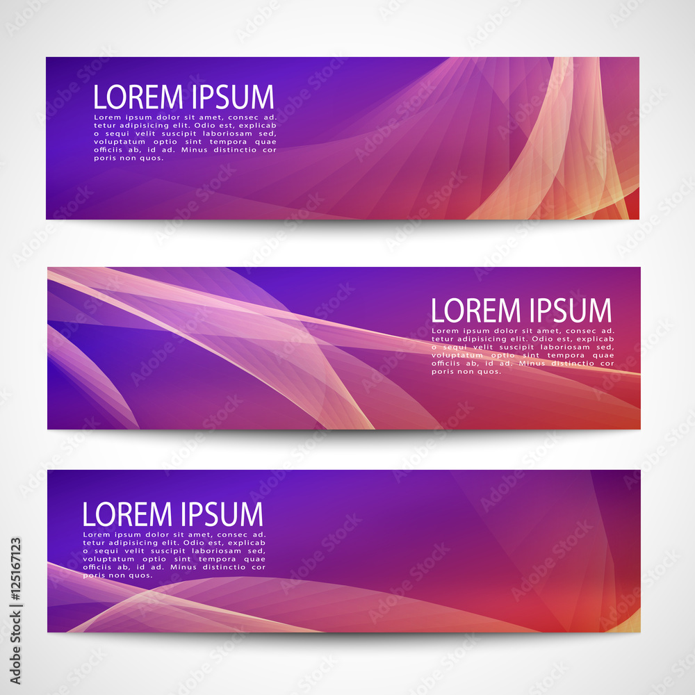 Fototapeta premium Abstract header orange red wave purple orange red gradient background vector design