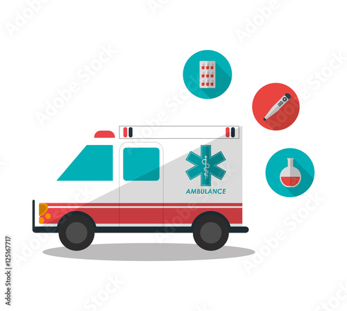 Ambulance icon. Medical health care and hospital theme. Colorful design. Vector illustration