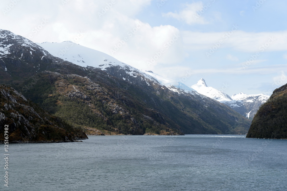 Agostini Strait in the archipelago of Tierra del Fuego.