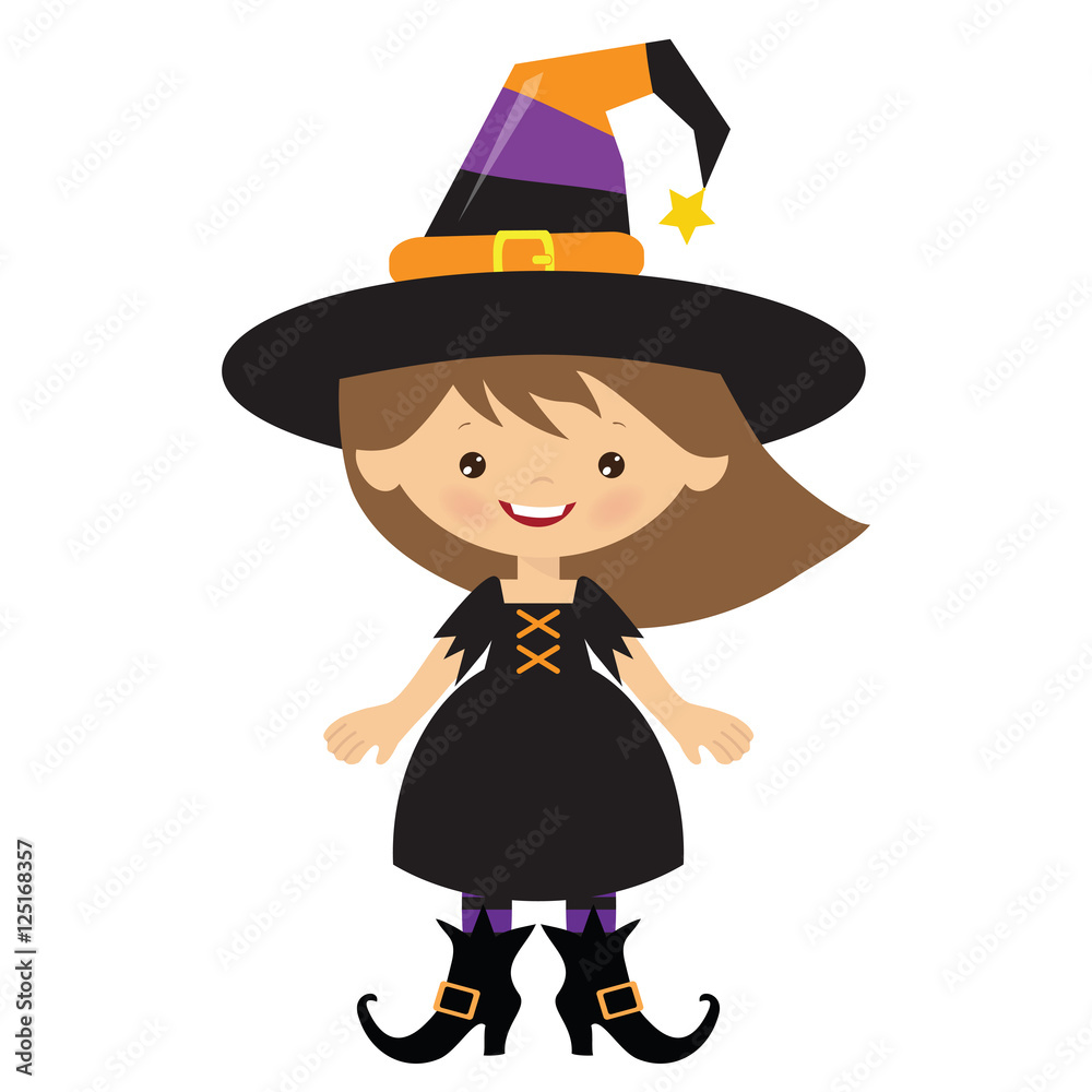 Halloween witch vector cartoon illustration
