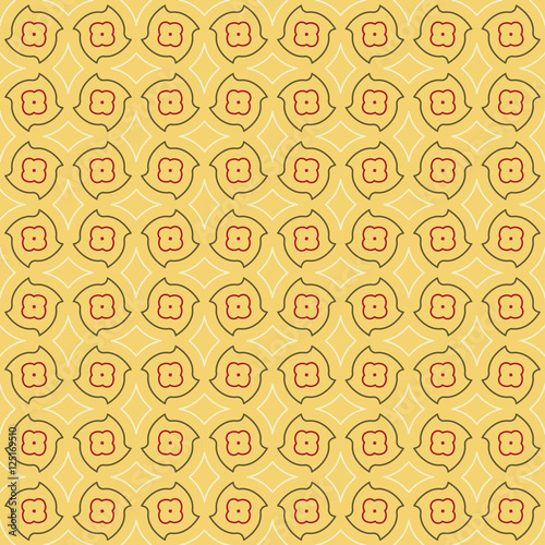 Seamless abstract background pattern with repeating abstract geometric elements on the yellow background. Vector illustration eps
