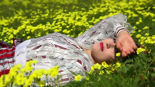 Middle-Eastern model with authentic traditional clothing and authentic makeup.