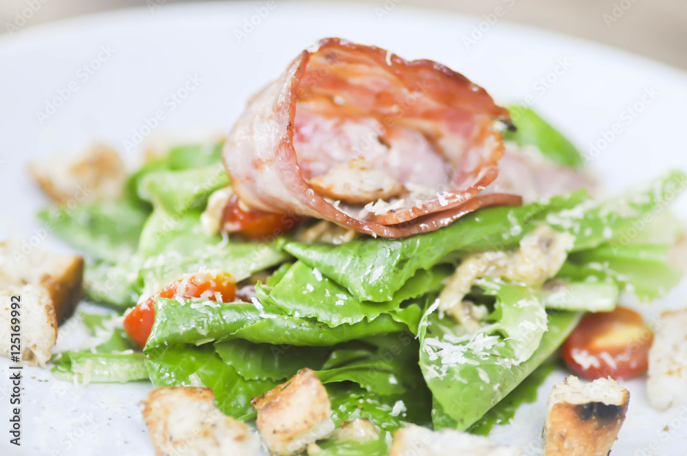 Caesar salad ,salad with cos lettuce and ham Caesar salad ,salad with cos lettuce and ham