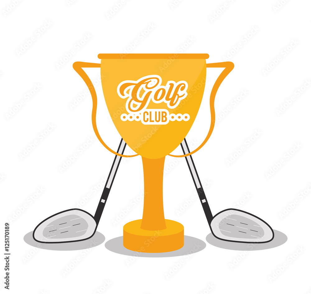 Trophy and clubs icon. Golf club sport hobby and competition theme. Colorful design. Vector illustration Trophy and clubs icon. Golf club sport hobby and competition theme. Colorful design. Vector illustration