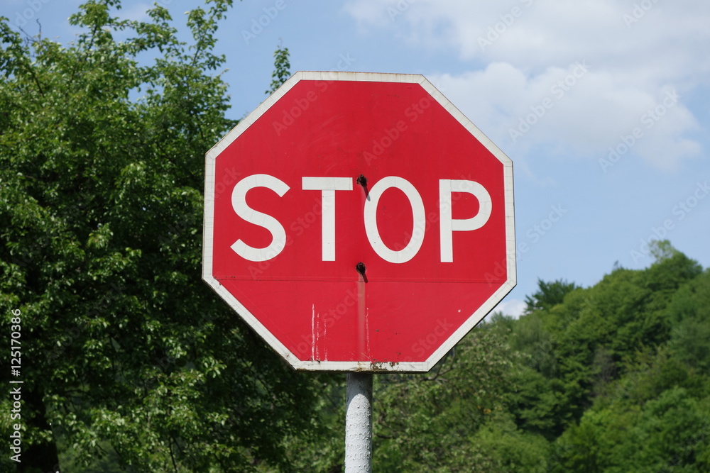 Stop sign on the road