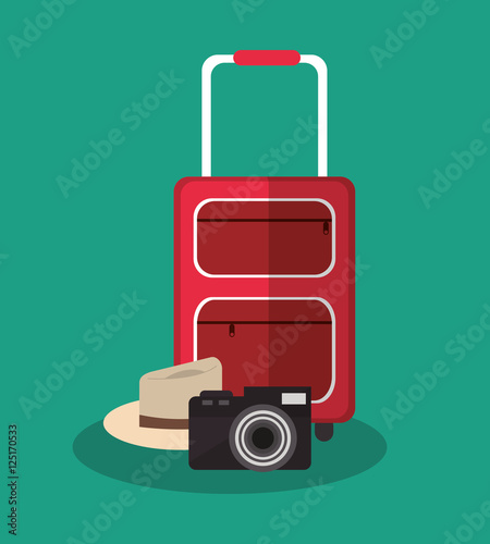 baggage and hat icon. travel trip vacation and tourism theme. Colorful design. Vector illustration