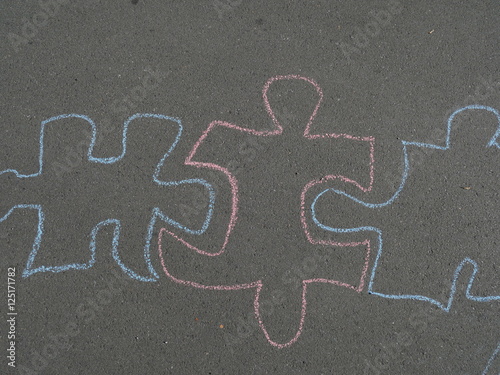 Children's chalk drawing on asphalt