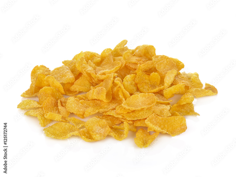 Pile of cornflakes, isolated on white background Pile of cornflakes, isolated on white background