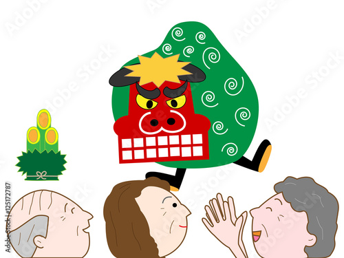 老人施設での獅子舞い