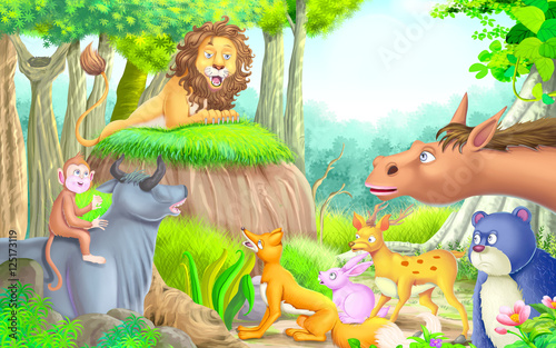 Lion and clever horse story...