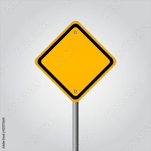 A blank yellow road sign reasy for text