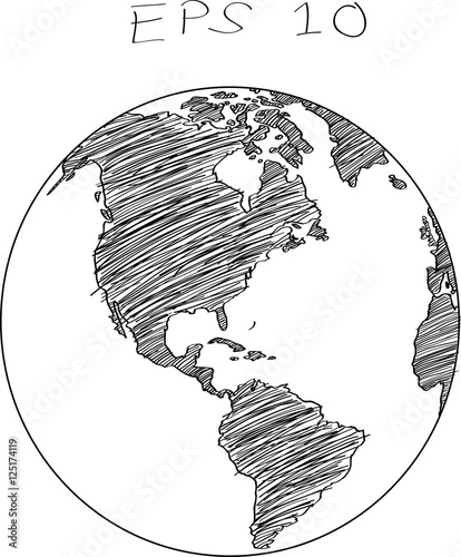 Obraz na płótnie World Map Globe Vector line Sketch Up Illustrator, EPS 10. w salonie