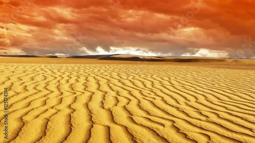 Sahara desert with dramatic sky.Time lapse