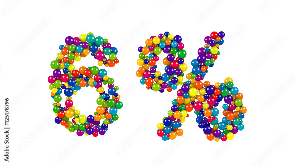 Colorful spheres in the shape of six percent Colorful spheres in the shape of six percent