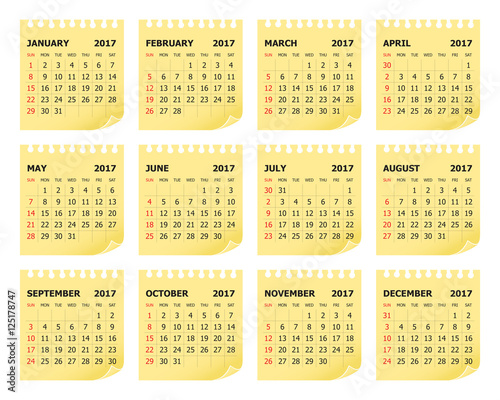 Year 2017 Calendar vector design