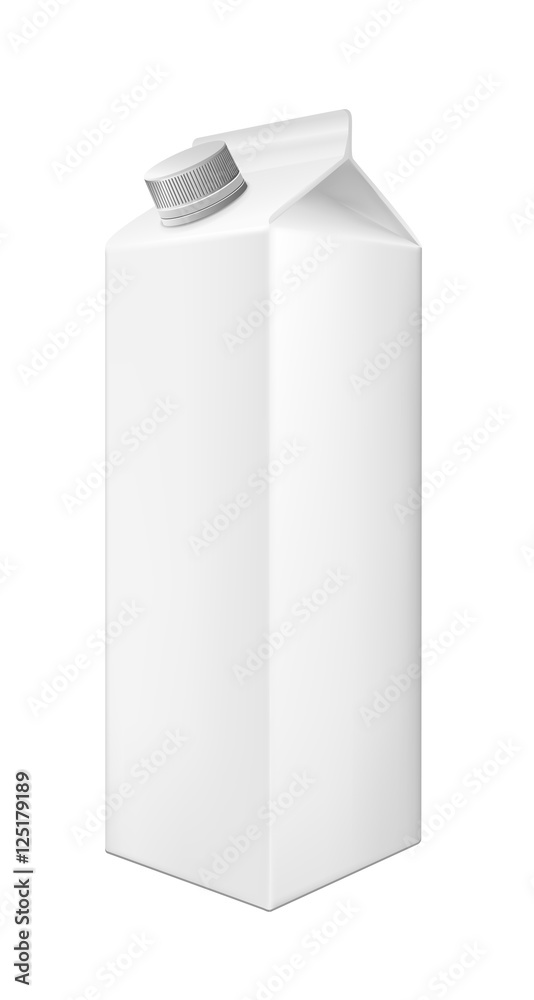 White cardboard package with cap for beverage, juice and milk White cardboard package with cap for beverage, juice and milk