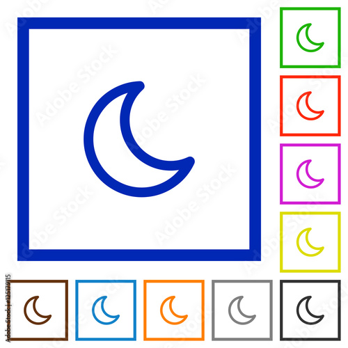 Moon shape flat framed icons