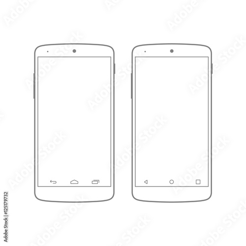 Mockup Android Mobile Gadget Device Outline Vector Icon Set
